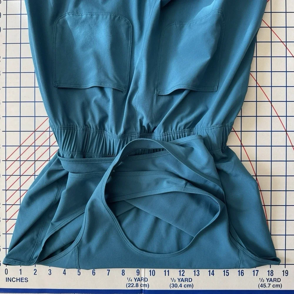 Patagonia Womens Fleetwith Romper Teal Jumpsuit XS Crossover Back Athleisure - Picture 9 of 14